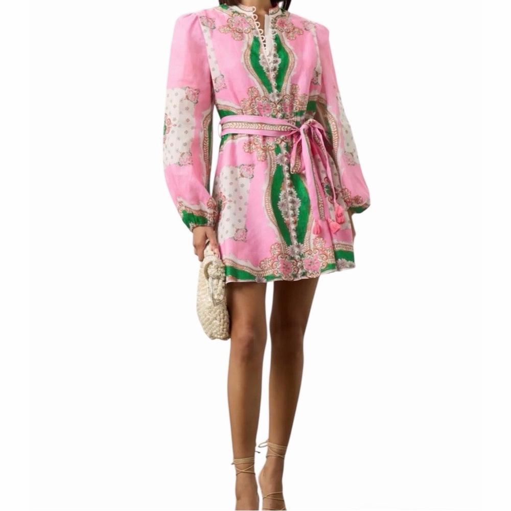 Kate Ford Mantilla Mini Dress in Pink Size 4 (US 12) - Picture 2 of 7